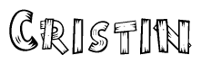 The clipart image shows the name Cristin stylized to look like it is constructed out of separate wooden planks or boards, with each letter having wood grain and plank-like details.