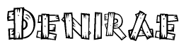 The image contains the name Denirae written in a decorative, stylized font with a hand-drawn appearance. The lines are made up of what appears to be planks of wood, which are nailed together