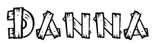 The clipart image shows the name Danna stylized to look like it is constructed out of separate wooden planks or boards, with each letter having wood grain and plank-like details.