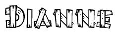 The clipart image shows the name Dianne stylized to look like it is constructed out of separate wooden planks or boards, with each letter having wood grain and plank-like details.