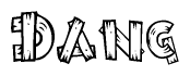 The image contains the name Dang written in a decorative, stylized font with a hand-drawn appearance. The lines are made up of what appears to be planks of wood, which are nailed together