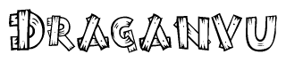The clipart image shows the name Draganvu stylized to look like it is constructed out of separate wooden planks or boards, with each letter having wood grain and plank-like details.