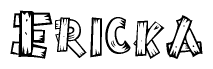 The clipart image shows the name Ericka stylized to look as if it has been constructed out of wooden planks or logs. Each letter is designed to resemble pieces of wood.