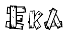 The clipart image shows the name Eka stylized to look like it is constructed out of separate wooden planks or boards, with each letter having wood grain and plank-like details.