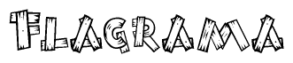 The clipart image shows the name Flagrama stylized to look as if it has been constructed out of wooden planks or logs. Each letter is designed to resemble pieces of wood.
