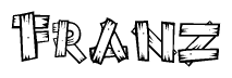 The clipart image shows the name Franz stylized to look like it is constructed out of separate wooden planks or boards, with each letter having wood grain and plank-like details.