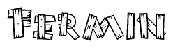 The clipart image shows the name Fermin stylized to look like it is constructed out of separate wooden planks or boards, with each letter having wood grain and plank-like details.