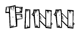 The clipart image shows the name Finn stylized to look like it is constructed out of separate wooden planks or boards, with each letter having wood grain and plank-like details.