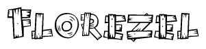 The clipart image shows the name Florezel stylized to look like it is constructed out of separate wooden planks or boards, with each letter having wood grain and plank-like details.