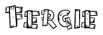 The clipart image shows the name Fergie stylized to look as if it has been constructed out of wooden planks or logs. Each letter is designed to resemble pieces of wood.