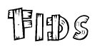 The image contains the name Fids written in a decorative, stylized font with a hand-drawn appearance. The lines are made up of what appears to be planks of wood, which are nailed together