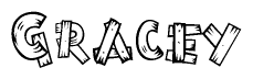 The image contains the name Gracey written in a decorative, stylized font with a hand-drawn appearance. The lines are made up of what appears to be planks of wood, which are nailed together