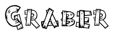 The image contains the name Graber written in a decorative, stylized font with a hand-drawn appearance. The lines are made up of what appears to be planks of wood, which are nailed together