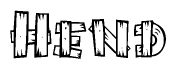 The clipart image shows the name Hend stylized to look like it is constructed out of separate wooden planks or boards, with each letter having wood grain and plank-like details.