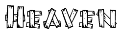 The clipart image shows the name Heaven stylized to look as if it has been constructed out of wooden planks or logs. Each letter is designed to resemble pieces of wood.