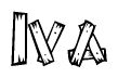 The clipart image shows the name Iva stylized to look like it is constructed out of separate wooden planks or boards, with each letter having wood grain and plank-like details.