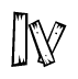 The image contains the name Iv written in a decorative, stylized font with a hand-drawn appearance. The lines are made up of what appears to be planks of wood, which are nailed together
