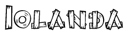 The clipart image shows the name Iolanda stylized to look like it is constructed out of separate wooden planks or boards, with each letter having wood grain and plank-like details.