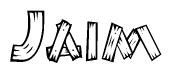 The clipart image shows the name Jaim stylized to look like it is constructed out of separate wooden planks or boards, with each letter having wood grain and plank-like details.