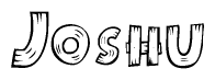The clipart image shows the name Joshu stylized to look as if it has been constructed out of wooden planks or logs. Each letter is designed to resemble pieces of wood.