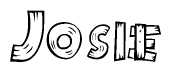 The clipart image shows the name Josie stylized to look like it is constructed out of separate wooden planks or boards, with each letter having wood grain and plank-like details.