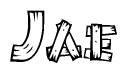 The clipart image shows the name Jae stylized to look like it is constructed out of separate wooden planks or boards, with each letter having wood grain and plank-like details.