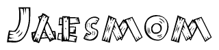 The clipart image shows the name Jaesmom stylized to look like it is constructed out of separate wooden planks or boards, with each letter having wood grain and plank-like details.