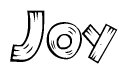 The clipart image shows the name Joy stylized to look like it is constructed out of separate wooden planks or boards, with each letter having wood grain and plank-like details.