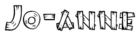 The clipart image shows the name Jo-anne stylized to look as if it has been constructed out of wooden planks or logs. Each letter is designed to resemble pieces of wood.