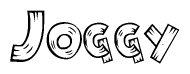 The clipart image shows the name Joggy stylized to look like it is constructed out of separate wooden planks or boards, with each letter having wood grain and plank-like details.