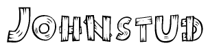 The clipart image shows the name Johnstud stylized to look as if it has been constructed out of wooden planks or logs. Each letter is designed to resemble pieces of wood.