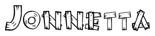 The clipart image shows the name Jonnetta stylized to look as if it has been constructed out of wooden planks or logs. Each letter is designed to resemble pieces of wood.