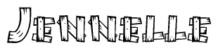 The clipart image shows the name Jennelle stylized to look like it is constructed out of separate wooden planks or boards, with each letter having wood grain and plank-like details.