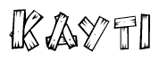 The clipart image shows the name Kayti stylized to look as if it has been constructed out of wooden planks or logs. Each letter is designed to resemble pieces of wood.