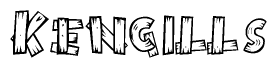 The clipart image shows the name Kengills stylized to look like it is constructed out of separate wooden planks or boards, with each letter having wood grain and plank-like details.