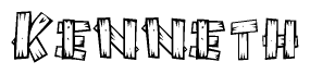 The clipart image shows the name Kenneth stylized to look like it is constructed out of separate wooden planks or boards, with each letter having wood grain and plank-like details.