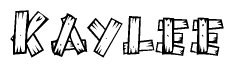 The clipart image shows the name Kaylee stylized to look like it is constructed out of separate wooden planks or boards, with each letter having wood grain and plank-like details.