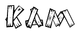The clipart image shows the name Kam stylized to look like it is constructed out of separate wooden planks or boards, with each letter having wood grain and plank-like details.