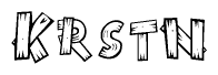 The clipart image shows the name Krstn stylized to look as if it has been constructed out of wooden planks or logs. Each letter is designed to resemble pieces of wood.