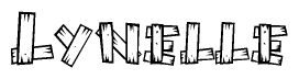 The clipart image shows the name Lynelle stylized to look like it is constructed out of separate wooden planks or boards, with each letter having wood grain and plank-like details.