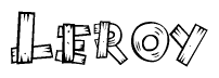 The clipart image shows the name Leroy stylized to look as if it has been constructed out of wooden planks or logs. Each letter is designed to resemble pieces of wood.