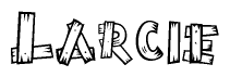 The clipart image shows the name Larcie stylized to look like it is constructed out of separate wooden planks or boards, with each letter having wood grain and plank-like details.