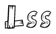 The image contains the name Lss written in a decorative, stylized font with a hand-drawn appearance. The lines are made up of what appears to be planks of wood, which are nailed together