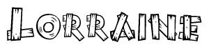 The clipart image shows the name Lorraine stylized to look like it is constructed out of separate wooden planks or boards, with each letter having wood grain and plank-like details.