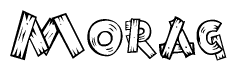 The clipart image shows the name Morag stylized to look like it is constructed out of separate wooden planks or boards, with each letter having wood grain and plank-like details.
