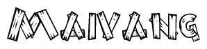 The clipart image shows the name Maivang stylized to look like it is constructed out of separate wooden planks or boards, with each letter having wood grain and plank-like details.