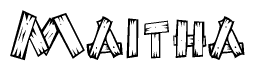 The clipart image shows the name Maitha stylized to look like it is constructed out of separate wooden planks or boards, with each letter having wood grain and plank-like details.