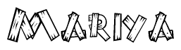 The clipart image shows the name Mariya stylized to look like it is constructed out of separate wooden planks or boards, with each letter having wood grain and plank-like details.
