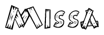 The clipart image shows the name Missa stylized to look like it is constructed out of separate wooden planks or boards, with each letter having wood grain and plank-like details.