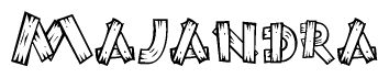The image contains the name Majandra written in a decorative, stylized font with a hand-drawn appearance. The lines are made up of what appears to be planks of wood, which are nailed together